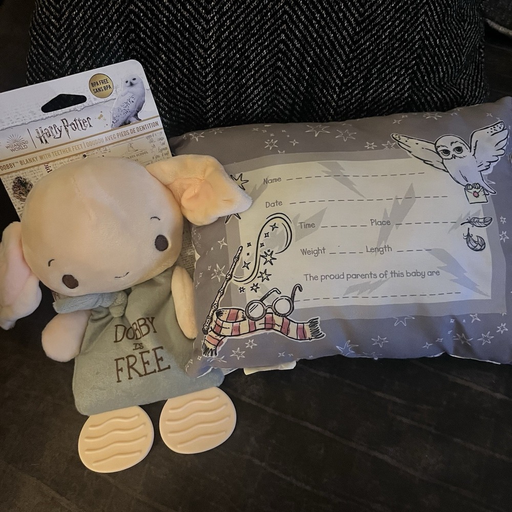 Harry Potter Dobby Teether Plush Toy Crinkle Cloth & Pillow for Newborn